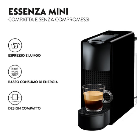 Krups XN1108 Nespresso Essenza Mini, Macchina per caffè a capsule, 0,6 L, Capsule caffè, 1310 W, Nero