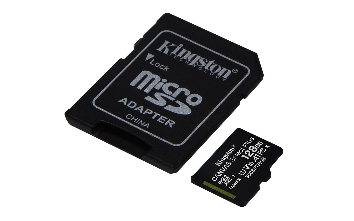 Kingston Technology Scheda micSDXC Canvas Select Plus 100R A1 C10 da 128GB + adattatore