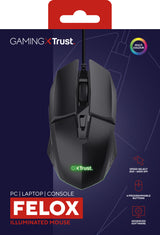 Trust GXT 109 Felox mouse Gaming Mano destra USB tipo A Ottico 6400 DPI