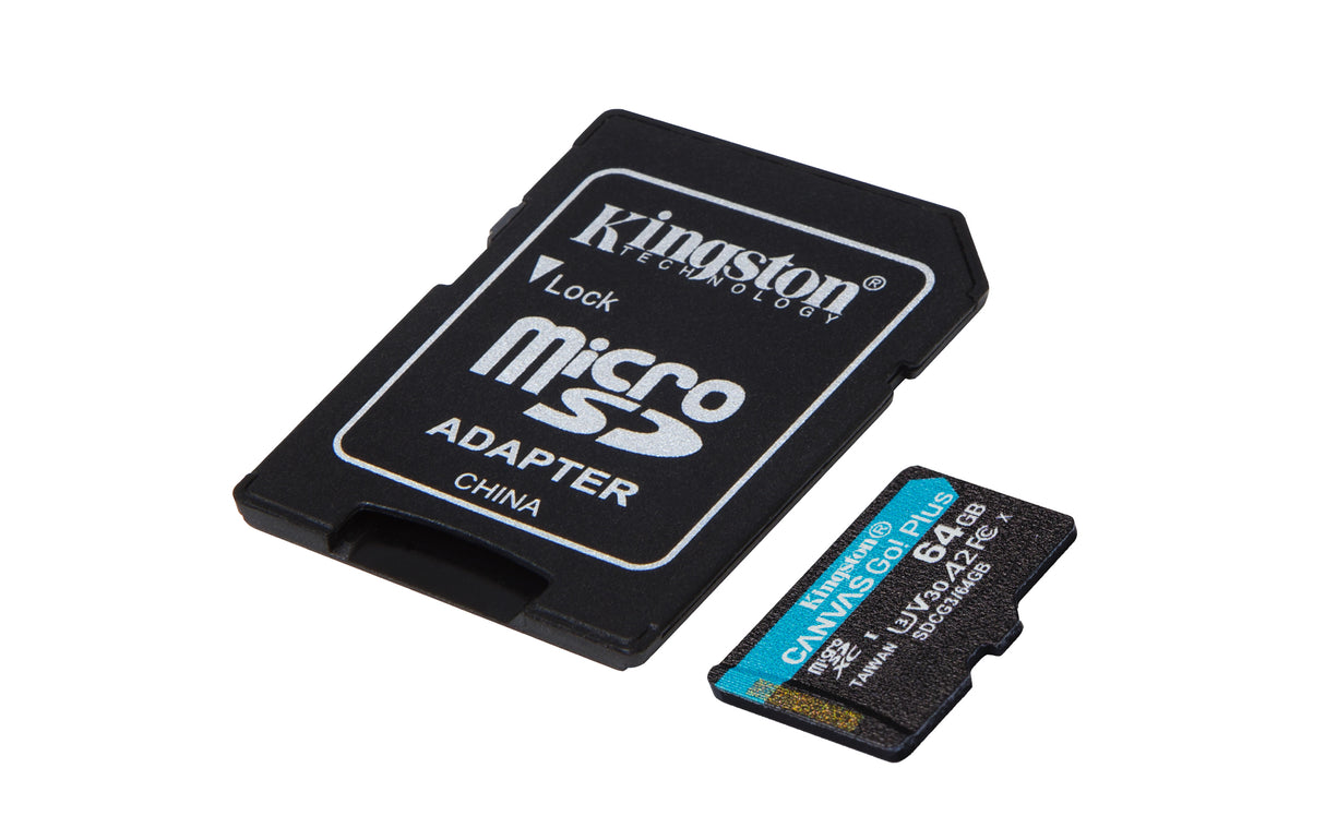 Kingston Technology Scheda microSDXC Canvas Go Plus 170R A2 U3 V30 da 64GB + adattatore