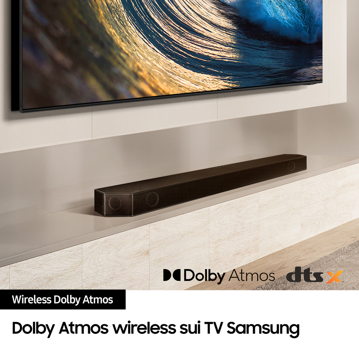 Samsung Soundbar HW-Q990D/ZF Serie Q, 22 Speaker, Wireless Dolby Atmos, Audio a 11.1.4 Canali, Q-Simphony, Alexa integrato e compatibile con Google Assistant, Graphite Black 2024