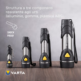 Varta Day Light Multi LED F20 LED Flashlight (incl. 2x Longlife Power AA e cordino, a prova d'urto) argento/nero per la casa, per tutti i giorni, per le interruzioni di corrente