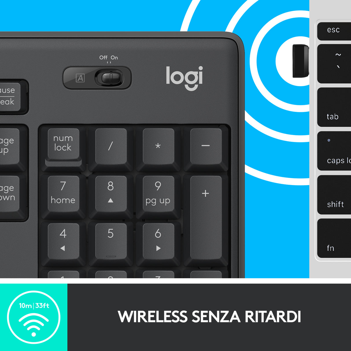 Logitech MK295 Kit Mouse e Tastiera Wireless – Tecnologia SilentTouch, Tastierino Numerico, Tasti Scelta Rapida, Tracciamento Ottico Avanzato, Ricevitore USB Nano, Senza Lag, Meno 90% di Rumore