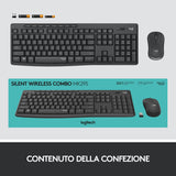 Logitech MK295 Kit Mouse e Tastiera Wireless – Tecnologia SilentTouch, Tastierino Numerico, Tasti Scelta Rapida, Tracciamento Ottico Avanzato, Ricevitore USB Nano, Senza Lag, Meno 90% di Rumore