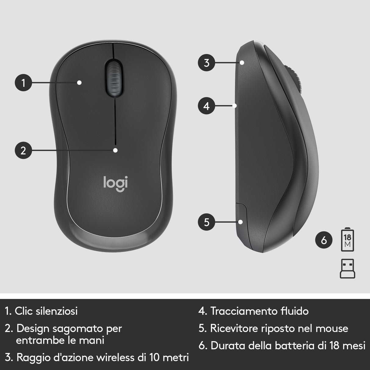 Logitech MK295 Kit Mouse e Tastiera Wireless – Tecnologia SilentTouch, Tastierino Numerico, Tasti Scelta Rapida, Tracciamento Ottico Avanzato, Ricevitore USB Nano, Senza Lag, Meno 90% di Rumore