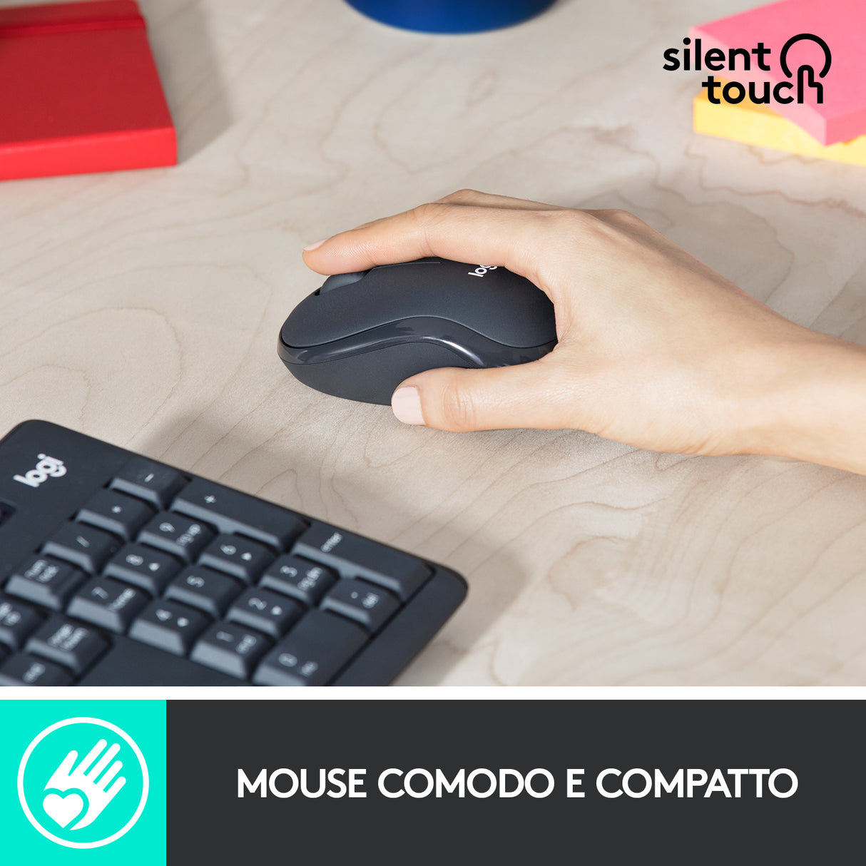 Logitech MK295 Kit Mouse e Tastiera Wireless – Tecnologia SilentTouch, Tastierino Numerico, Tasti Scelta Rapida, Tracciamento Ottico Avanzato, Ricevitore USB Nano, Senza Lag, Meno 90% di Rumore