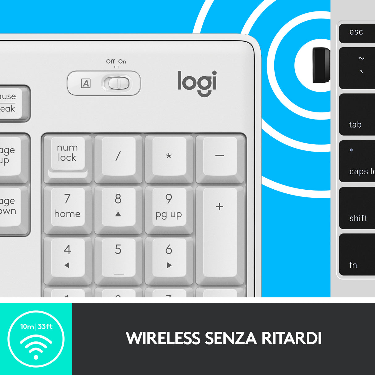 Logitech MK295 Kit Mouse e Tastiera Wireless – Tecnologia SilentTouch, Tastierino Numerico, Tasti Scelta Rapida, Tracciamento Ottico Avanzato, Ricevitore USB Nano, Senza Lag, Meno 90% di Rumore. Bianco