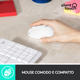 Logitech MK295 Kit Mouse e Tastiera Wireless – Tecnologia SilentTouch, Tastierino Numerico, Tasti Scelta Rapida, Tracciamento Ottico Avanzato, Ricevitore USB Nano, Senza Lag, Meno 90% di Rumore. Bianco