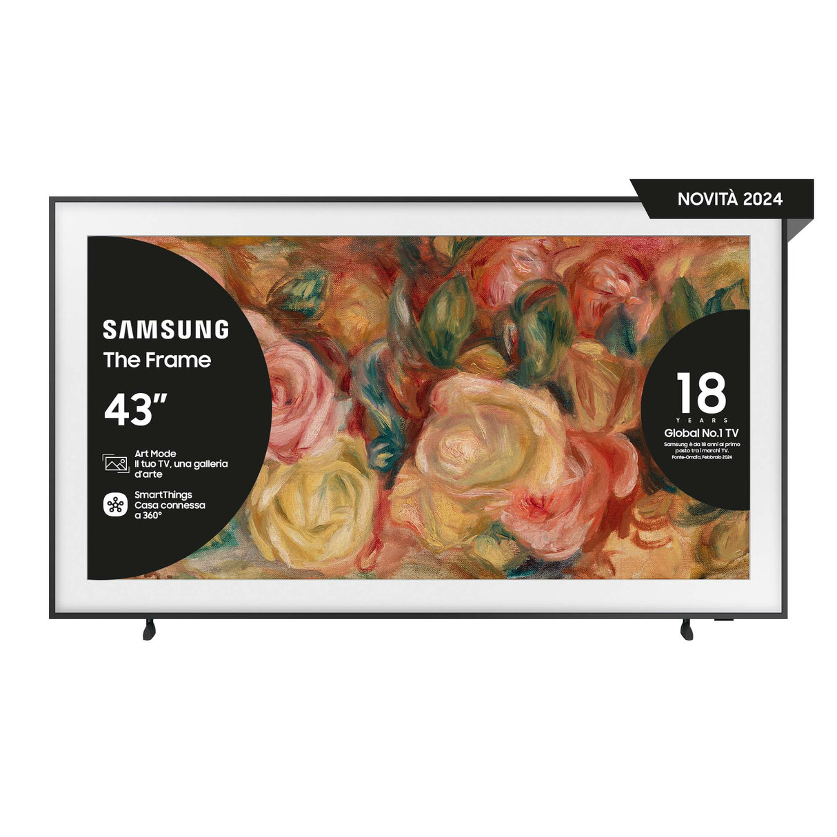 Samsung TV QLED 4K 43” QE43LS03DAUXZT Smart TV Wi-Fi Black 2024, Matte Display, Processore Quantum 4K, Modern Frame Design, OTS Lite