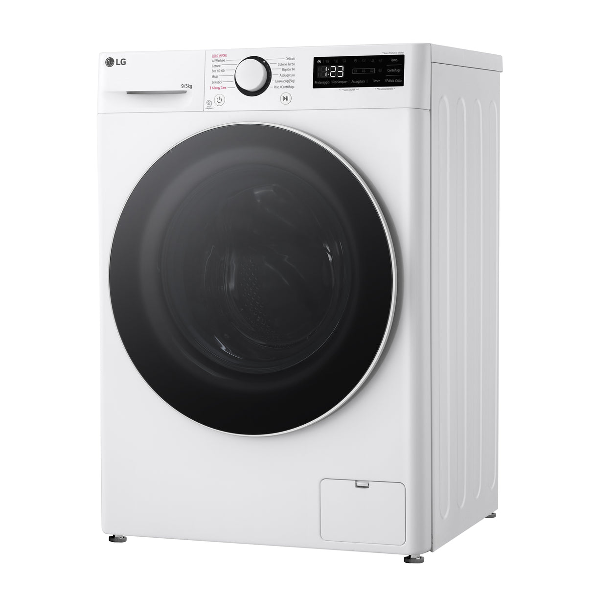 LG D2R5S09TSWW Lavasciuga slim 9/5kg AI DD, Classe E, 1200 giri, TurboWash 360, Vapore