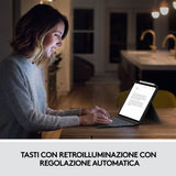 Logitech Combo Touch Custodia con Tastiera per iPad Air (4. gen - 2020) - Tastiera Retroilluminata Rimovibile, Trackpad Click-Anywhere, Smart Connector - Grigio.