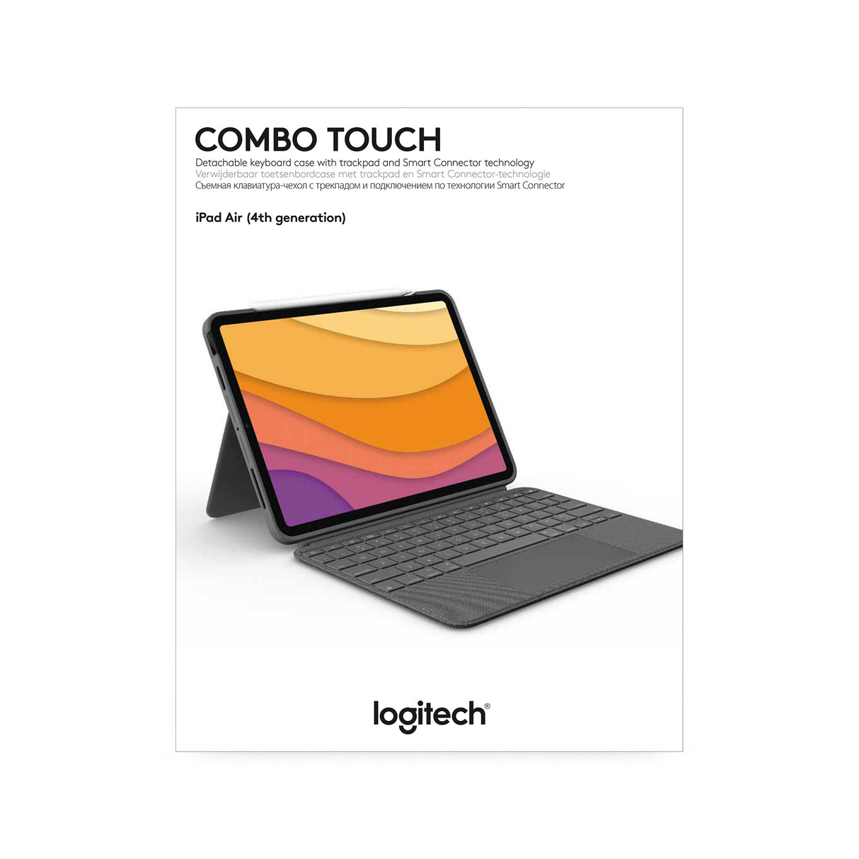 Logitech Combo Touch Custodia con Tastiera per iPad Air (4. gen - 2020) - Tastiera Retroilluminata Rimovibile, Trackpad Click-Anywhere, Smart Connector - Grigio.