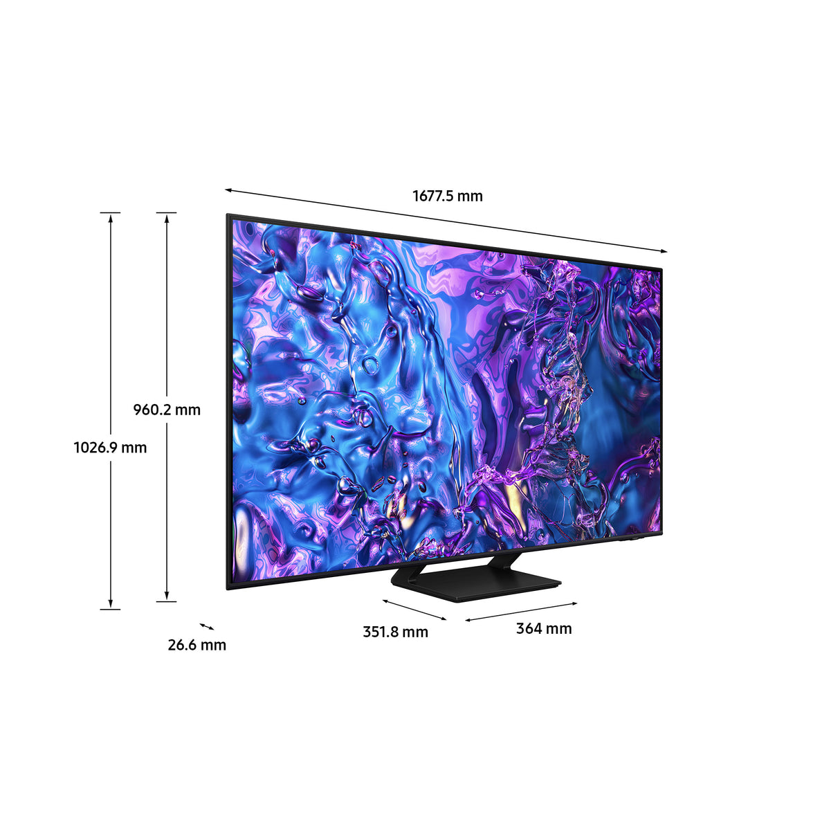 Samsung Q70D TV QLED 4K 75” QE75Q70DATXZT Smart TV Wi-Fi Black 2024, Quantum Processor 4K, 4K AI Upscaling, AirSlim Design, OTS Lite