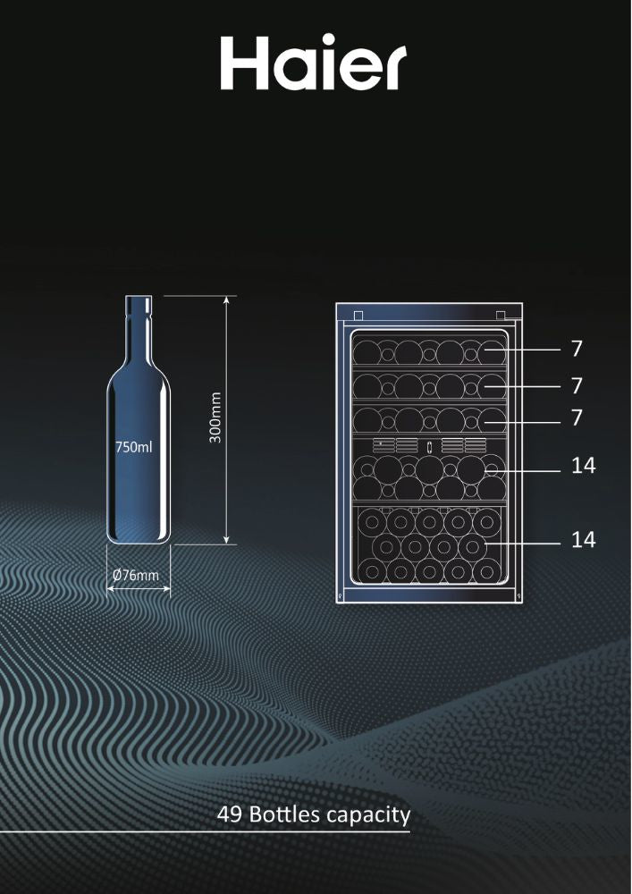 Haier Wine Bank 50 Serie 5 HWS49GA Cantinetta vino con compressore Libera installazione Nero 49 bottiglia/bottiglie