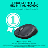 Logitech M185 Mouse Wireless, 2,4 GHz con Mini Ricevitore USB, Durata Batteria di 12 Mesi, Tracciamento Ottico 1000 DPI, Ambidestro, Compatibile con PC, Mac, Laptop