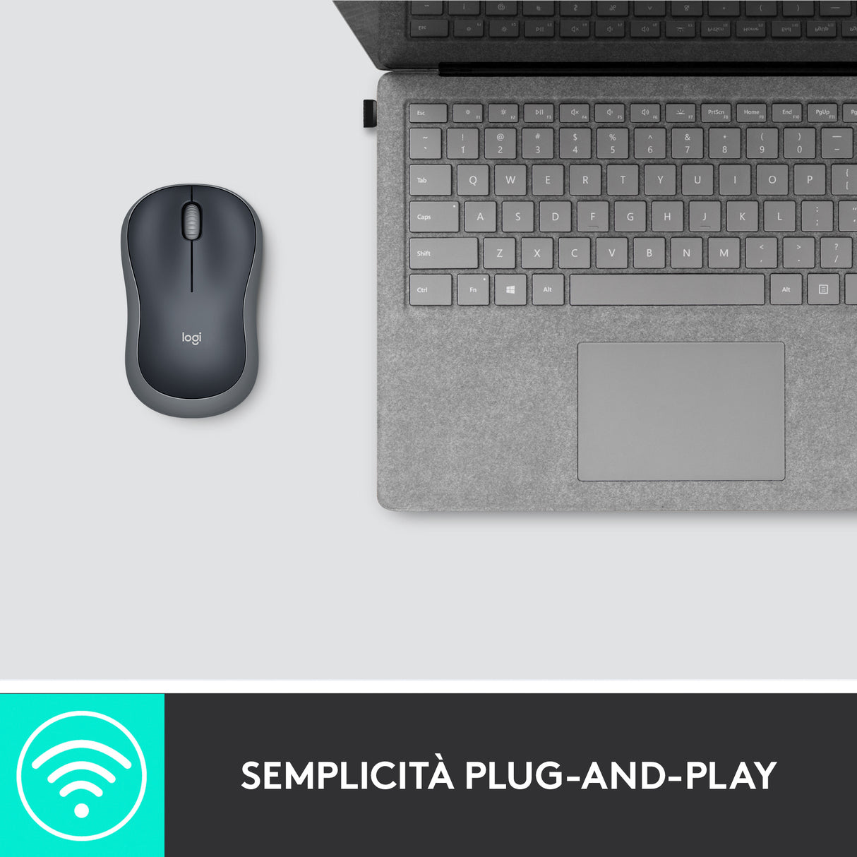 Logitech M185 Mouse Wireless, 2,4 GHz con Mini Ricevitore USB, Durata Batteria di 12 Mesi, Tracciamento Ottico 1000 DPI, Ambidestro, Compatibile con PC, Mac, Laptop