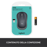 Logitech M185 Mouse Wireless, 2,4 GHz con Mini Ricevitore USB, Durata Batteria di 12 Mesi, Tracciamento Ottico 1000 DPI, Ambidestro, Compatibile con PC, Mac, Laptop