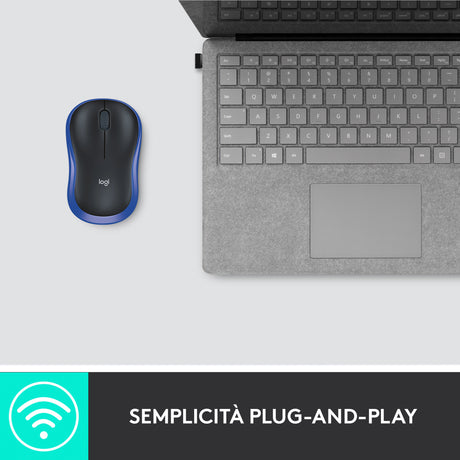 Logitech M185 Mouse Wireless, 2,4 GHz con Mini Ricevitore USB, Durata Batteria di 12 Mesi, Tracciamento Ottico 1000 DPI, Ambidestro, Compatibile con PC, Mac, Laptop