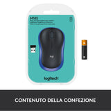 Logitech M185 Mouse Wireless, 2,4 GHz con Mini Ricevitore USB, Durata Batteria di 12 Mesi, Tracciamento Ottico 1000 DPI, Ambidestro, Compatibile con PC, Mac, Laptop