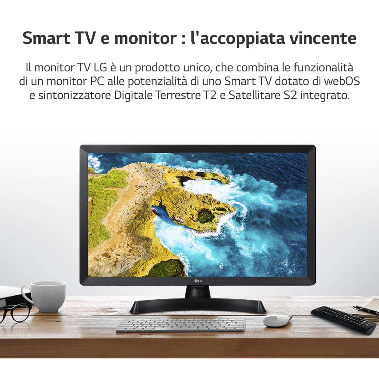 LG 24TQ510S Monitor TV 23.6" smart webOS 22 Wi-Fi NOVITÀ 2022 Nero