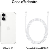 Apple iPhone 16 128GB, 6.1", Bianco, 5G, Wi-Fi 7, Controllo fotocamera, chip A18, tanta autonomia in più