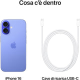 Apple iPhone 16 128GB, 6.1", Blu oltremare, 5G, Wi-Fi 7, Controllo fotocamera, chip A18, tanta autonomia in più