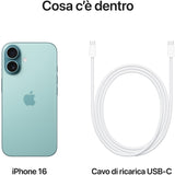 Apple iPhone 16 128GB, 6.1", Verde acqua, 5G, Wi-Fi 7, Controllo fotocamera, chip A18, tanta autonomia in più