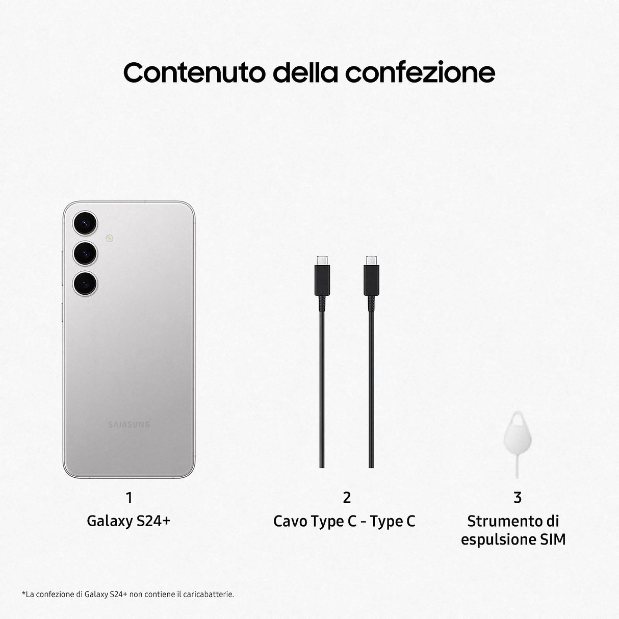 Samsung SM-S926 S24+ 12+256GB 6.7" 5G Marble Gray, Garanzia Italia 24 mesi