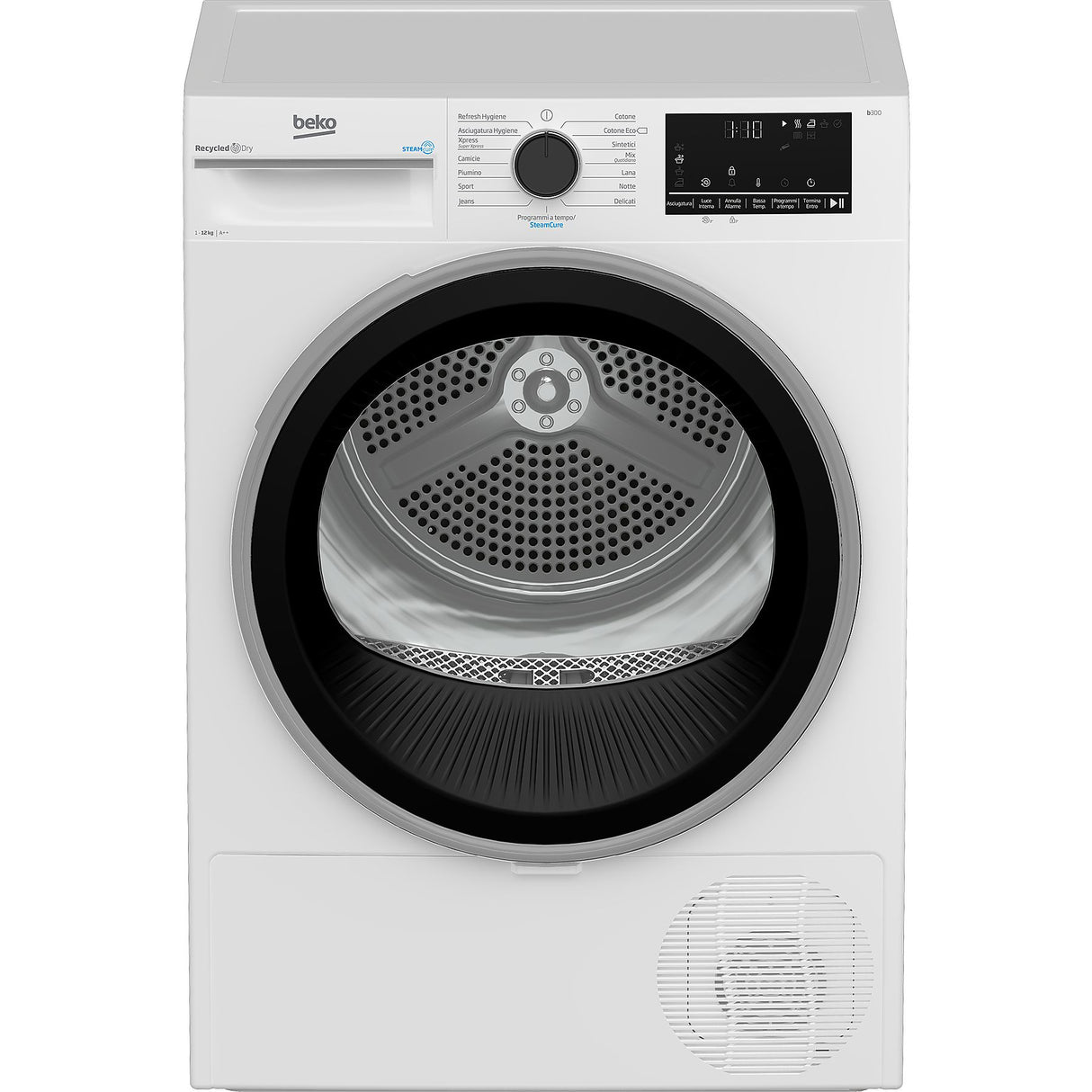 Beko Asciugatrice BEYOND BT3122IS, 12KG, Classe A+++, Bianco, oblò Nero