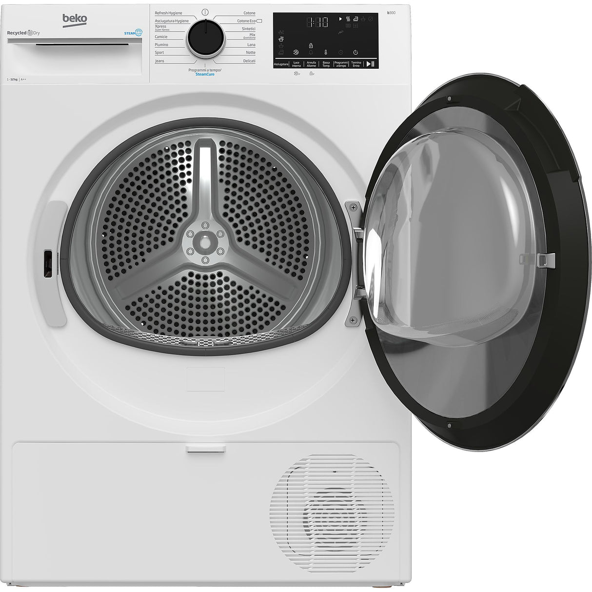 Beko Asciugatrice BEYOND BT3122IS, 12KG, Classe A+++, Bianco, oblò Nero