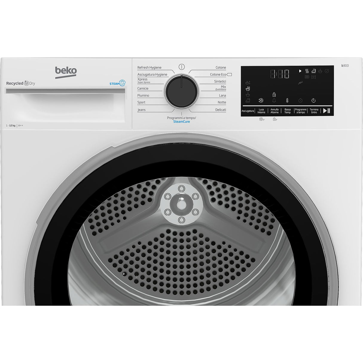 Beko Asciugatrice BEYOND BT3122IS, 12KG, Classe A+++, Bianco, oblò Nero