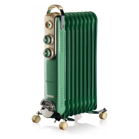 Ariete 838 Radiatore a olio Vintage Celeste - 9 elementi riscaldanti - 3 livelli di potenza - Maniglia e ruote per facile trasporto - max 2000 Watt