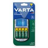 Varta LCD charger AA & AAA (Batterie ricaricabili NiMH incl. 4x AA 2600 mAh accu & AC adattatore & 12 V adattatore & cavo USB),Grigio