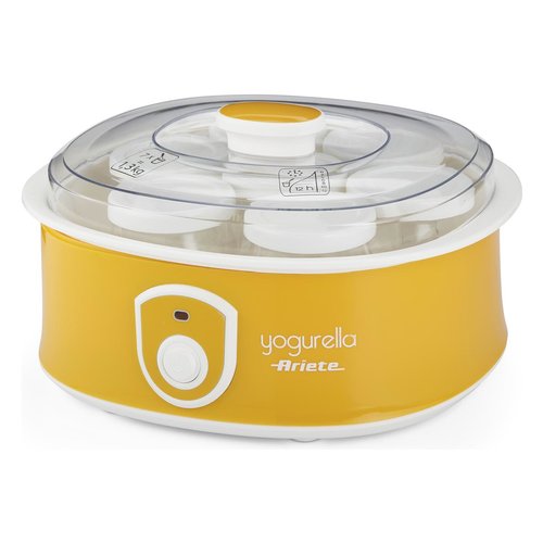 Ariete 617 Yogurella - Yogurtiera Elettrica - 7 vasetti in vetro - 1,3kg di yogurt fatto in casa - 20 Watt - Bianco e Giallo