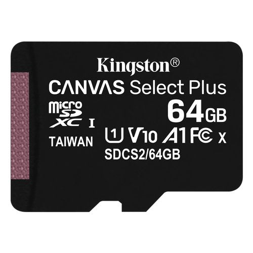 Kingston Technology Scheda micSDXC Canvas Select Plus 100R A1 C10 da 64GB + adattatore