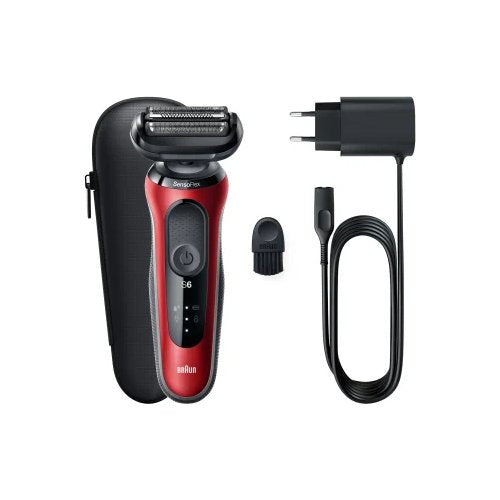 Braun Series 6 61-R1000s Rasoio Nero, Rosso
