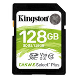 Kingston Technology Scheda SDXC Canvas Select Plus 100R C10 UHS-I U3 V30 da 128GB