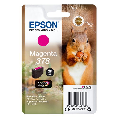 Epson Squirrel Singlepack Magenta 378 Claria Photo HD Ink