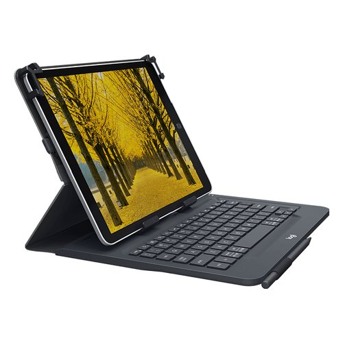 Logitech Universal Folio Cover iPad o Tablet con Tastiera Bluetooth Wireless, Per la maggior parte dei tablet da 9-10", iOS, ‎Android, Windows, ‎Italiano Qwerty, Nero