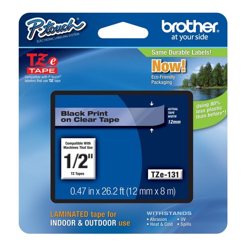 Brother TZE-131 nastro per etichettatrice Nero trasparente