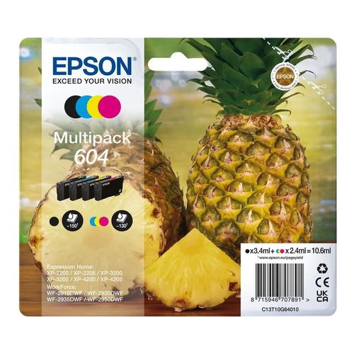 Epson 604 cartuccia d'inchiostro 4 pz Originale Resa standard Nero, Ciano, Magenta, Giallo