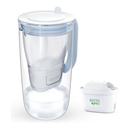 Brita Caraffa in vetro Light Blue (2.5L) incl. 1x filtro MAXTRA PRO All-in-1 - Caraffa di design premium, coperchio ribaltabile per riempimento facile & indicatore, riduce cloro, calcare e impurità