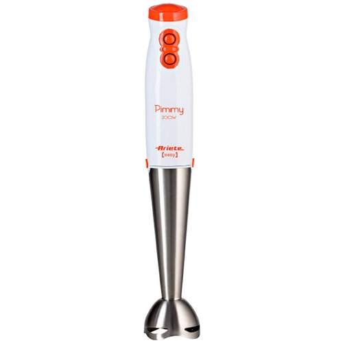 Ariete 881 Pimmy 200 - Frullatore a immersione - Gambo rimovibile e lame in Acciaio Inox - 2 velocità - 200 Watt - Bianco e Arancio