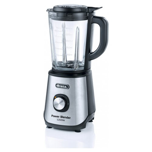 Ariete 579 Power Blender 1200W, Frullatore, 1200W, 4 lame in acciaio inox, 2 velocità + Funzione Pulse, Capacità 1,5 L, Piedini antiscivolo, Coperchio superiore, Metal