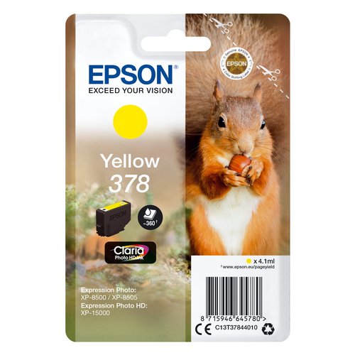Epson Squirrel Singlepack Yellow 378 Claria Photo HD Ink
