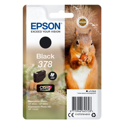 Epson Squirrel Singlepack Black 378 Claria Photo HD Ink