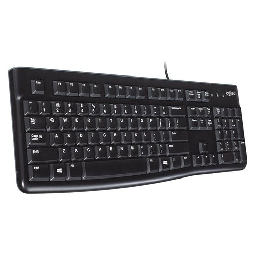 Logitech K120 Tastiera con Cavo per Windows, USB Plug-and-Play, Dimensioni Standard, Resistente agli Schizzi, Barra Spaziatrice Curva, Compatibile con PC, Laptop