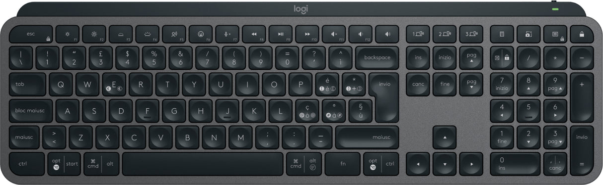 Logitech MX Keys S tastiera Universale RF senza fili + Bluetooth QWERTY Italiano Grafite