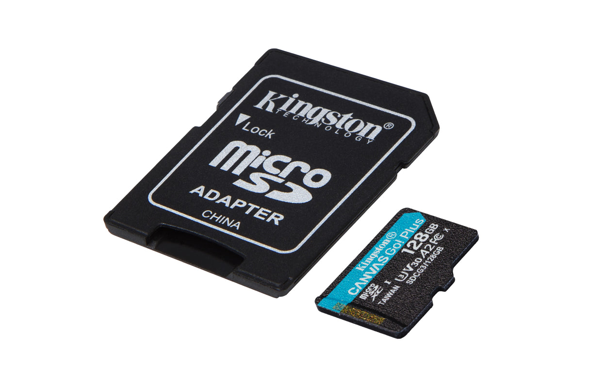 Kingston Technology Scheda microSDXC Canvas Go Plus 170R A2 U3 V30 da 128GB + adattatore