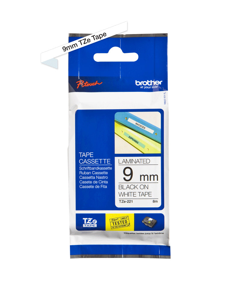 Brother TZE-221 nastro per etichettatrice Nero su bianco